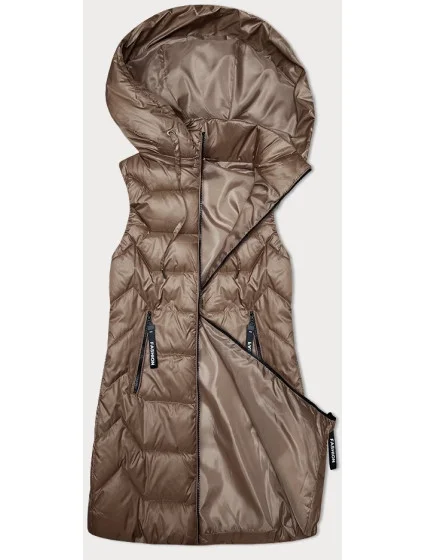 Dámska vesta v karamelovej farbe s odnímateľnou kapucňou S'West (B8231-101)