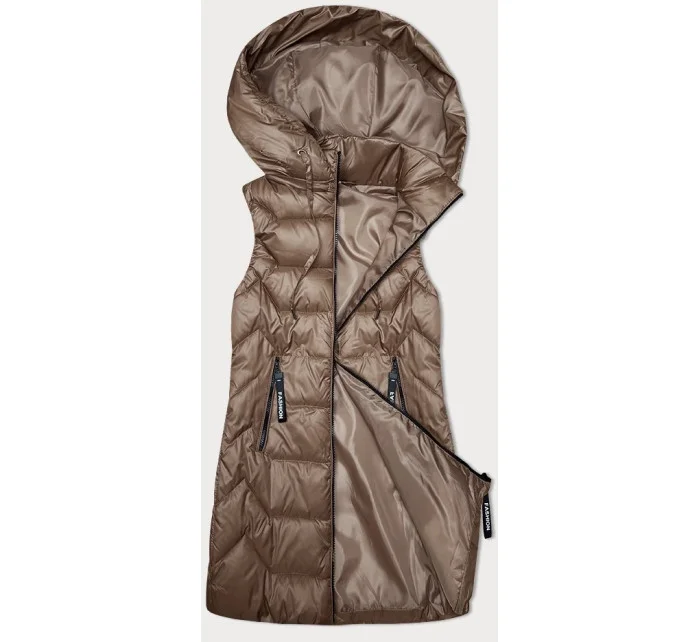 Dámska vesta v karamelovej farbe s odnímateľnou kapucňou S'West (B8231-101)