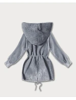 Sivá bunda z alpaky s vreckami (W010#)