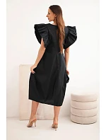 Dámské bavlněné šaty s model 22170751 rukávem černá - K-Fashion