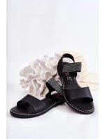 Klasyczne Skórzane Sandały Z Ćwiekami Czarne Shelly