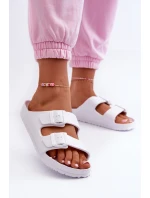 Damskie Piankowe Klapki Z Klamrami Białe Luciene