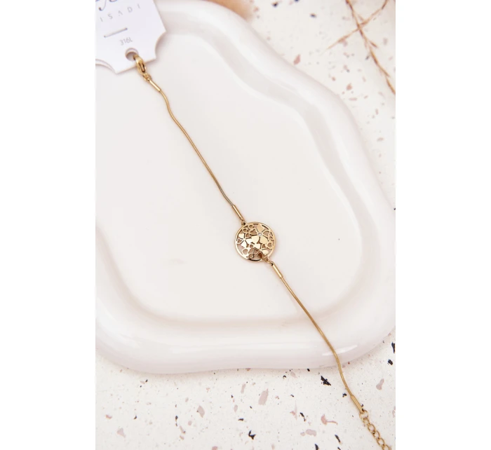 Dámský náramek s přívěskem model 21776927 s květinami zlatý - Boto