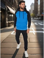 Pánska základná mikina s kapucňou modrá FashionStreet BX5893