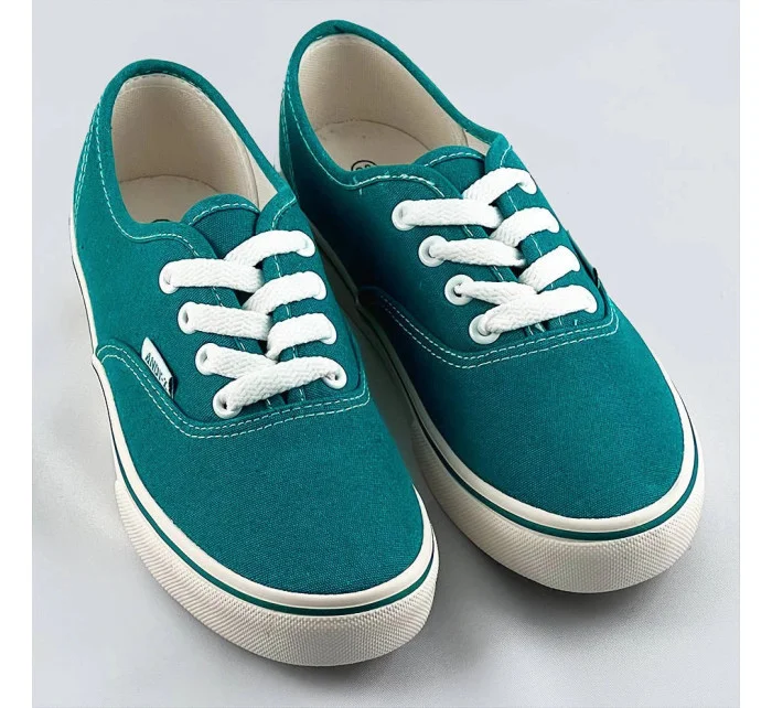 Dámske šnurovacie tenisky v tyrkysovej farbe (A8865)