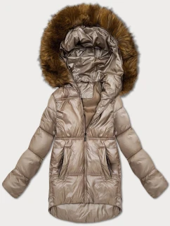 Béžová dámska bublinková bunda s kapucňou S'West (B8280-12)