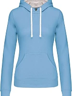 Kariban K 465 Dámska mikina s kontrastnou kapucňou 20.K465 sky blue/white