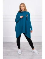 Oversize mikina s asymetrickými bokmi námornícka modrá