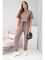 Dámska bavlnená súprava, blúzka s krátkym rukávom a tepláky fango