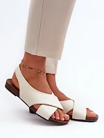 Zazoo 40407 Sandały Skórzane Damskie Jasnobeżowe