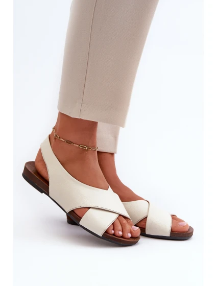 Zazoo 40407 Sandały Skórzane Damskie Jasnobeżowe Zazoo 40407 Sandały Skórzane Damskie Jasnobeżowe