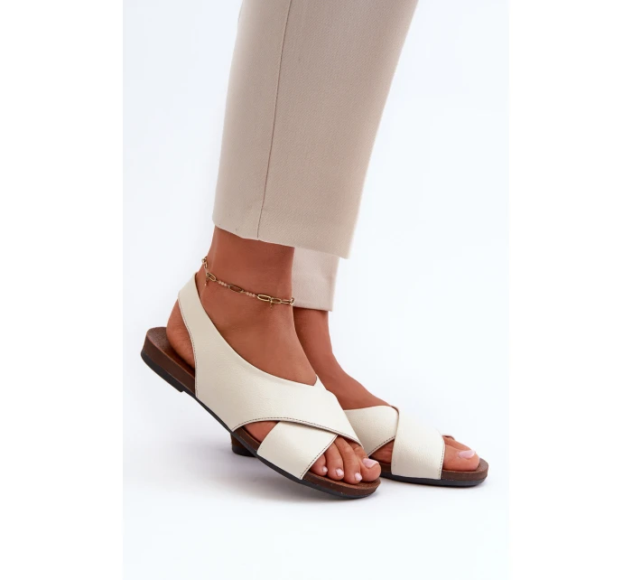 Zazoo 40407 Sandały Skórzane Damskie Jasnobeżowe Zazoo 40407 Sandały Skórzane Damskie Jasnobeżowe