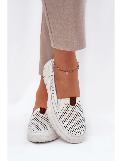 Ażurowe Baleriny Ze Skóry Naturalnej Vinceza 95336 Białe