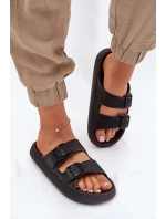 Klapki Damskie Na Platformie Z Klamrami Czarne Nitiana Klapki Damskie Na Platformie Z Klamrami Czarne Nitiana