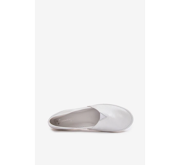 Dámské kožené baleríny model 22100748 Bílá - Maciejka