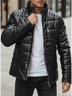 Pánska zateplená kožená bunda čierna FashionStreet TX5115