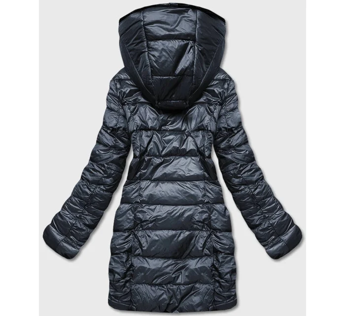 Obojstranná dámska bunda - kožuch v grafitovej farbe (b8053-70) Obojstranná dámska bunda - kožuch v grafitovej farbe (b8053-70)