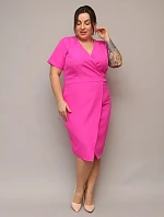 Fuksiové obálkové šaty s dĺžkou po kolená (743)