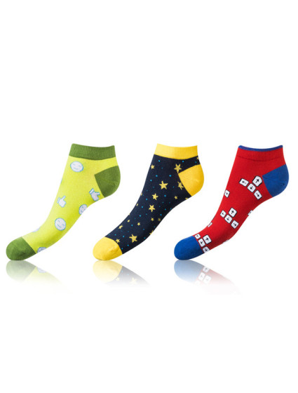 Zábavné nízke crazy ponožky unisex v sete 3 páry CRAZY IN-SHOE SOCKS 3x - Bellinda - žltá