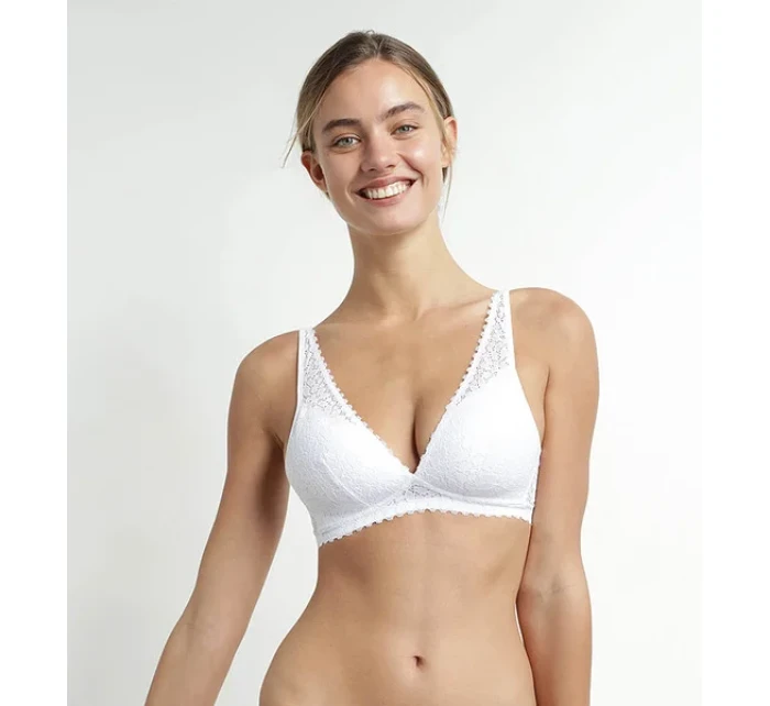 Dámska čipkovaná podprsenka s kosticami DIM TRIANGLE SOFT PADDED BRA - DIM - biela