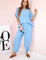 Viskózová blúzka + nohavice modrá