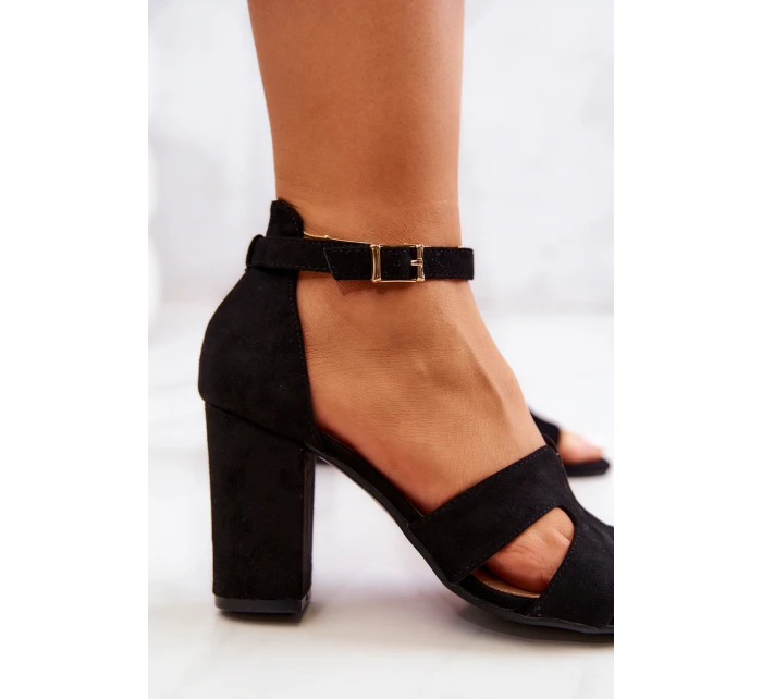 Módní Semišové sandály na vysokém podpatku Černé model 21578502 - Boto