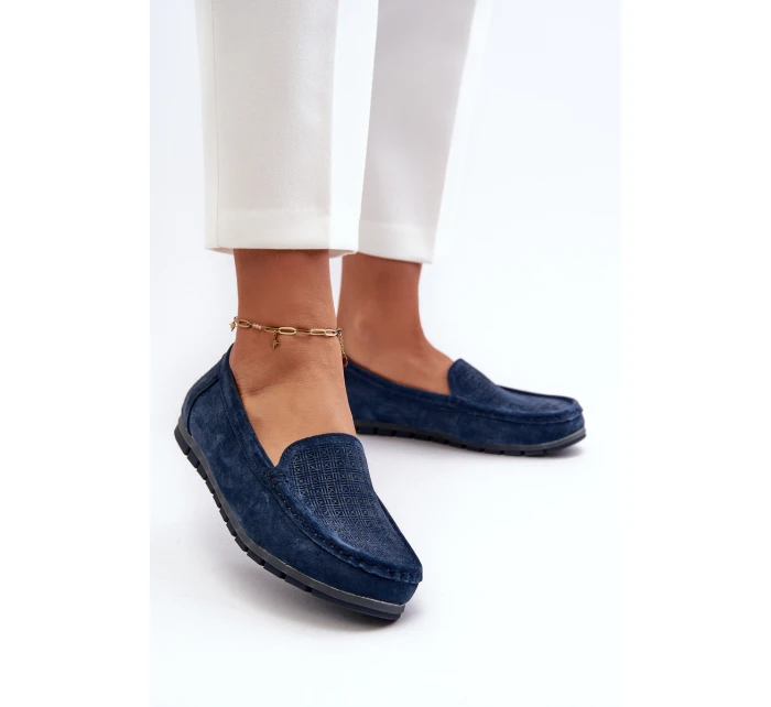 Dámské modré semišové mokasíny model 21659563 - S.Barski Dámské modré semišové mokasíny model 21659563 - S.Barski