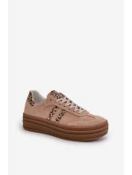 Zazoo N1068S4 Damskie Zamszowe Sneakersy Na Platformie Panterka Różowe