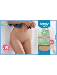 sloggi 24/7 Cotton Midi C3P - BROWN - SLOGGI BROWN - SLOGGI