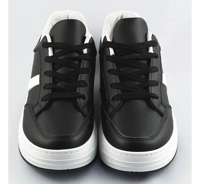 Čierno-biele dámske športové šnurovacie topánky (S070)