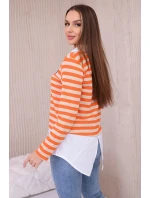 Pruhovaná bavlnená blúzka s golierom oranžová+béžová Pruhovaná bavlnená blúzka s golierom oranžová+béžová