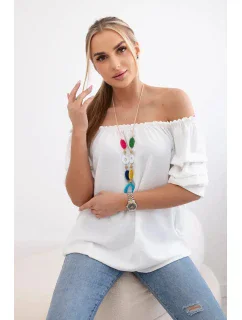 Španielska blúzka s ozdobnými rukávmi ecru