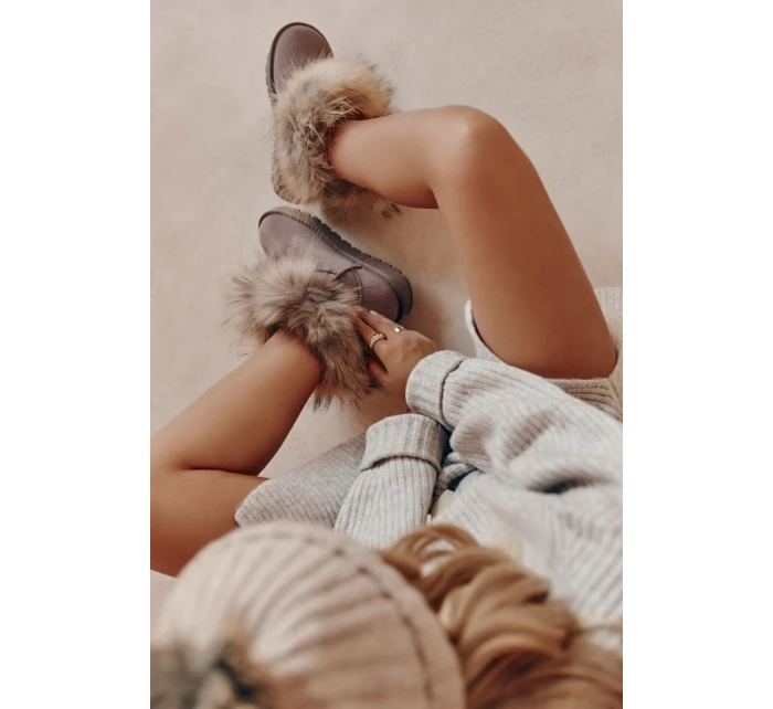 Damskie Zamszowe Śniegowce Z Futerkiem Szare Alexa Damskie Zamszowe Śniegowce Z Futerkiem Szare Alexa