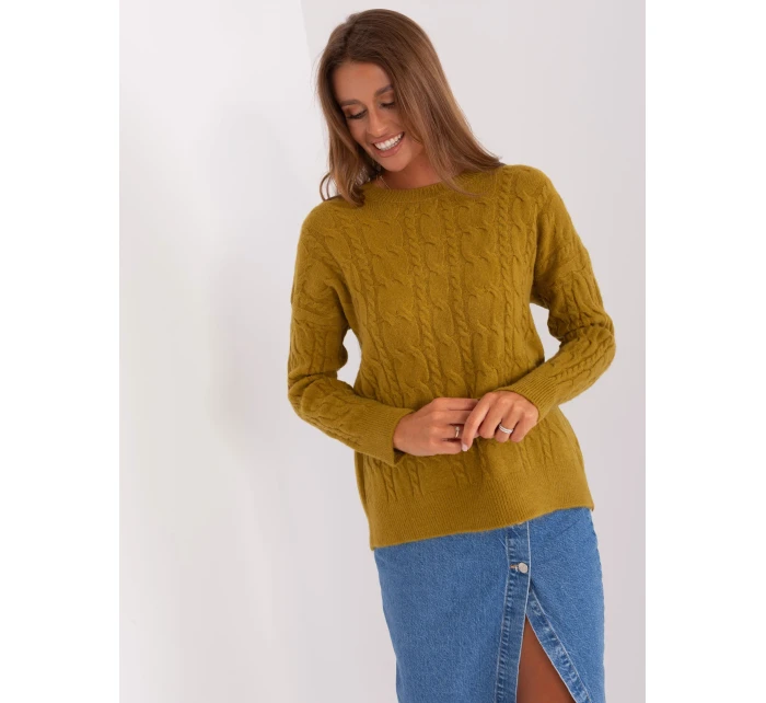 Sweter AT SW oliwkowy model 18895541 - FPrice Sweter AT SW oliwkowy model 18895541 - FPrice