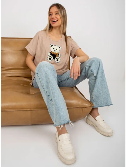 Dámská halenka LK BZ model 18309976 béžová - FPrice Dámská halenka LK BZ model 18309976 béžová - FPrice