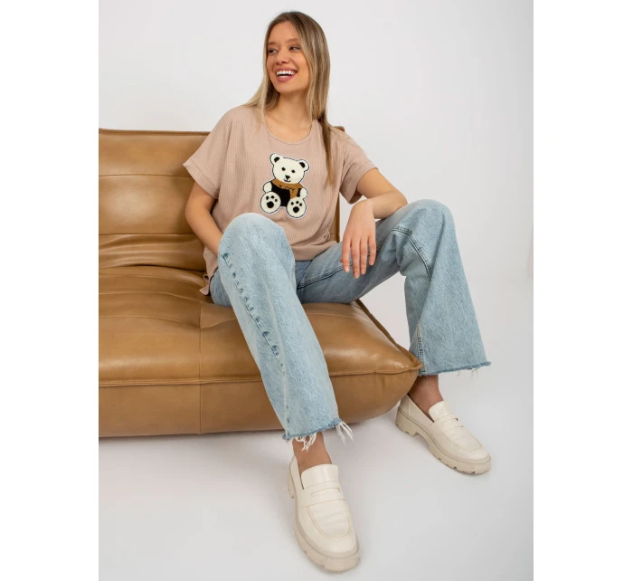 Dámská halenka LK BZ model 18309976 béžová - FPrice Dámská halenka LK BZ model 18309976 béžová - FPrice