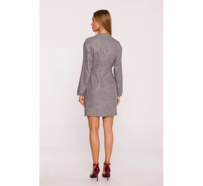 M871 Zavinovacie šaty z tvídu - grafitové