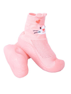 Yoclub Detské dievčenské protišmykové ponožky s gumovou podrážkou OBO-0175G-5200 Apricot