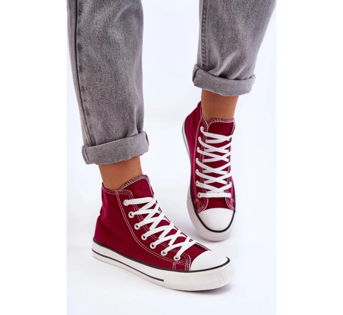 Dámské Klasické Vysoké Tenisky Bordó Remos