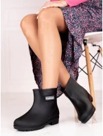 Krásne dámske gumáky čierne na plochom podpätku