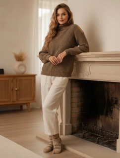 GOLFIVA dámsky sveter béžový FashionStreet MY2403