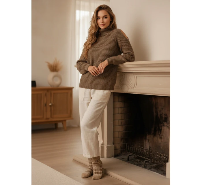 Dámský svetr béžový model 21982748 - Dstreet