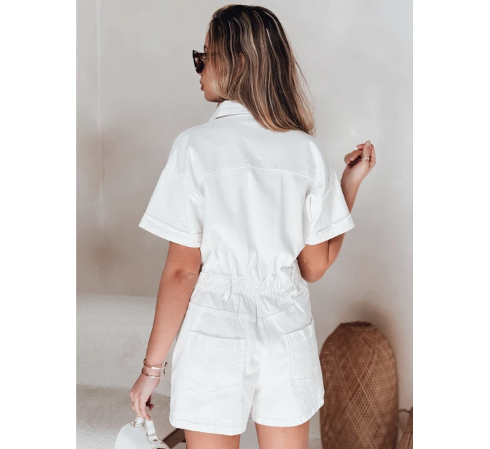 bílý džínový krátký overal Dstreet model 21988009 - FashionStreet bílý džínový krátký overal Dstreet model 21988009 - FashionStreet