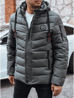 Pánská prošívaná zimní bunda s kapucí v grafitové barvě Dstreet model 21991450 - FashionStreet