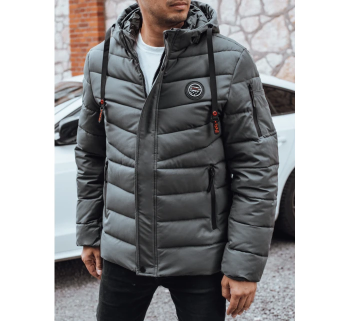 Pánská prošívaná zimní bunda s kapucí v grafitové barvě Dstreet model 21991450 - FashionStreet