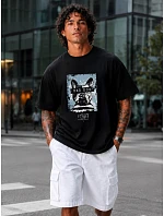 Tshirt męski oversize z nadrukiem bawełniany czarny model 22216039 - FashionStreet