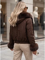 Krátká dámská zimní bunda s kožešinou, hnědá, FashionStreet TY5998 Krátká dámská zimní bunda s kožešinou, hnědá, FashionStreet TY5998