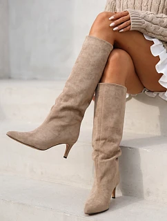 Kozaki damskie zamszowe na beżowe model 22542381 - FashionStreet