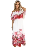 Dlouhé letní španělské šaty s červeným květinovým model 21176213 - numoco basic Dlouhé letní španělské šaty s červeným květinovým model 21176213 - numoco basic