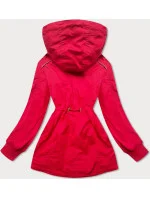 Krátka červená bunda parka s kapucňou (TLR335)